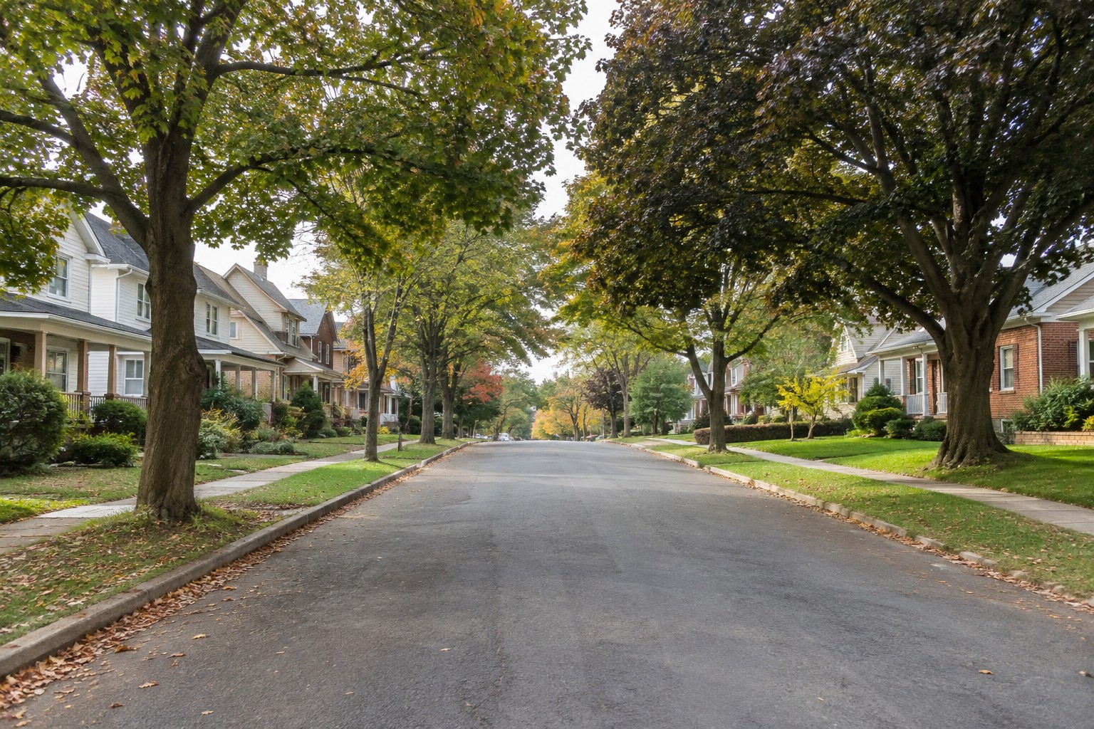 A quiet residential Central Pennsylvania street, illustrative
